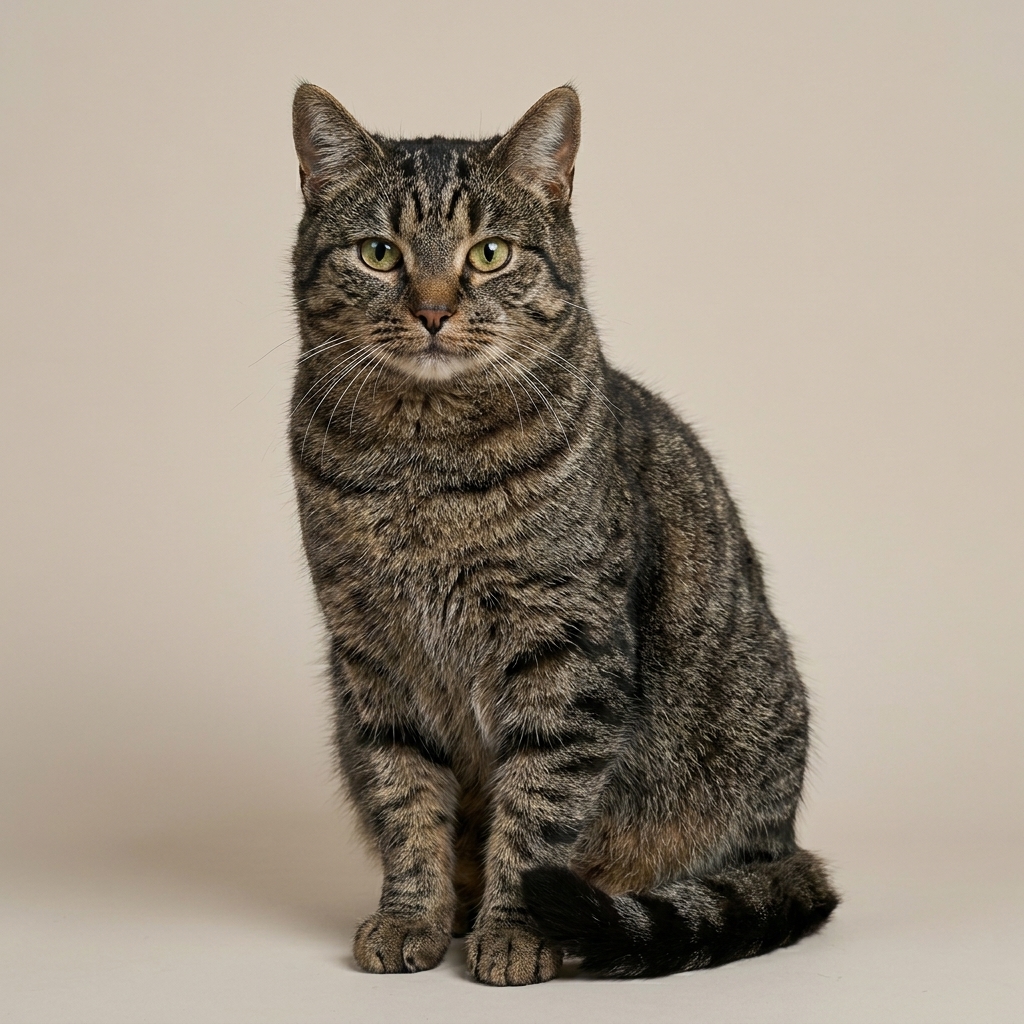Radja, chatte tabby grise, de face